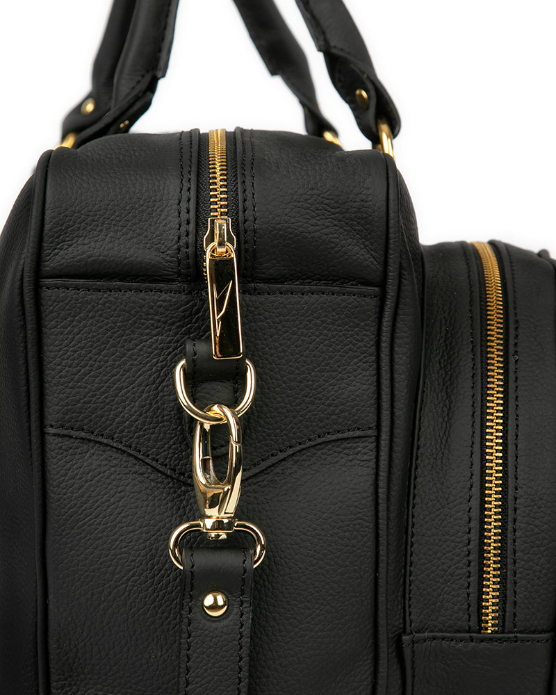 Vintage Leather Handbag Black/Gold - View 6