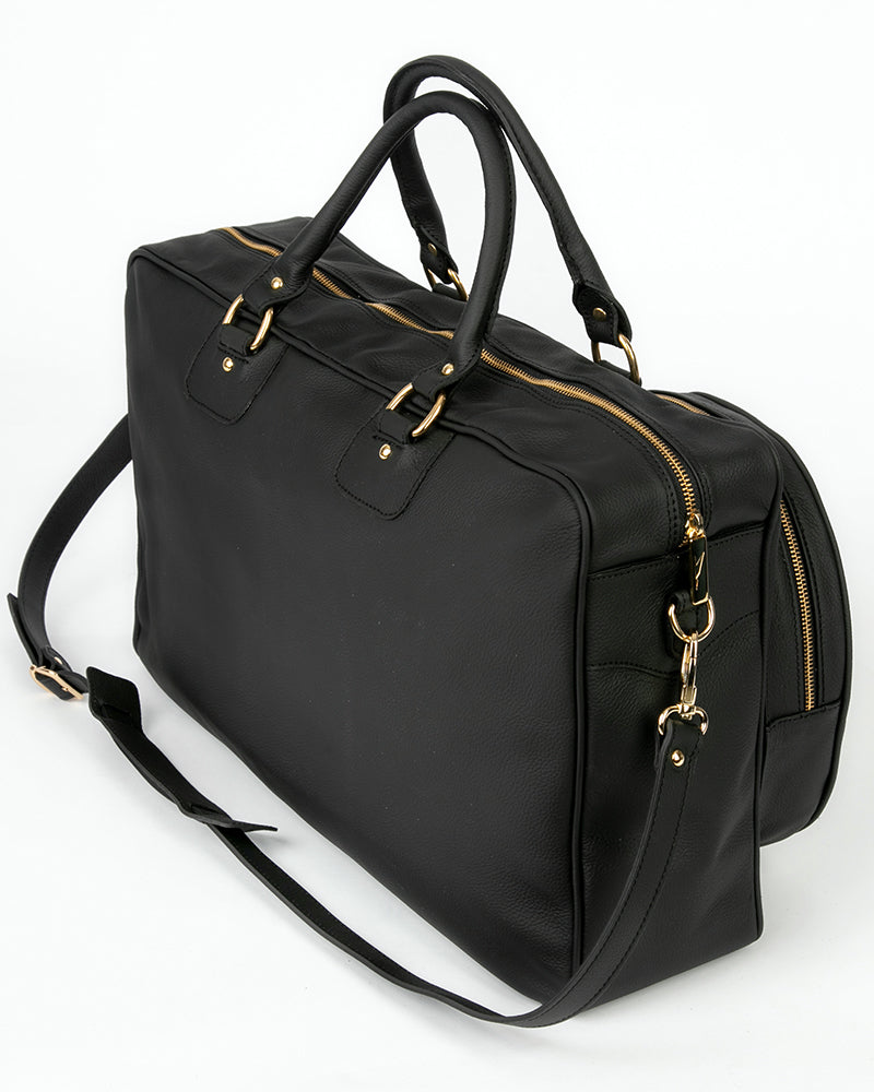 Vintage Leather Handbag Black/Gold - View 3