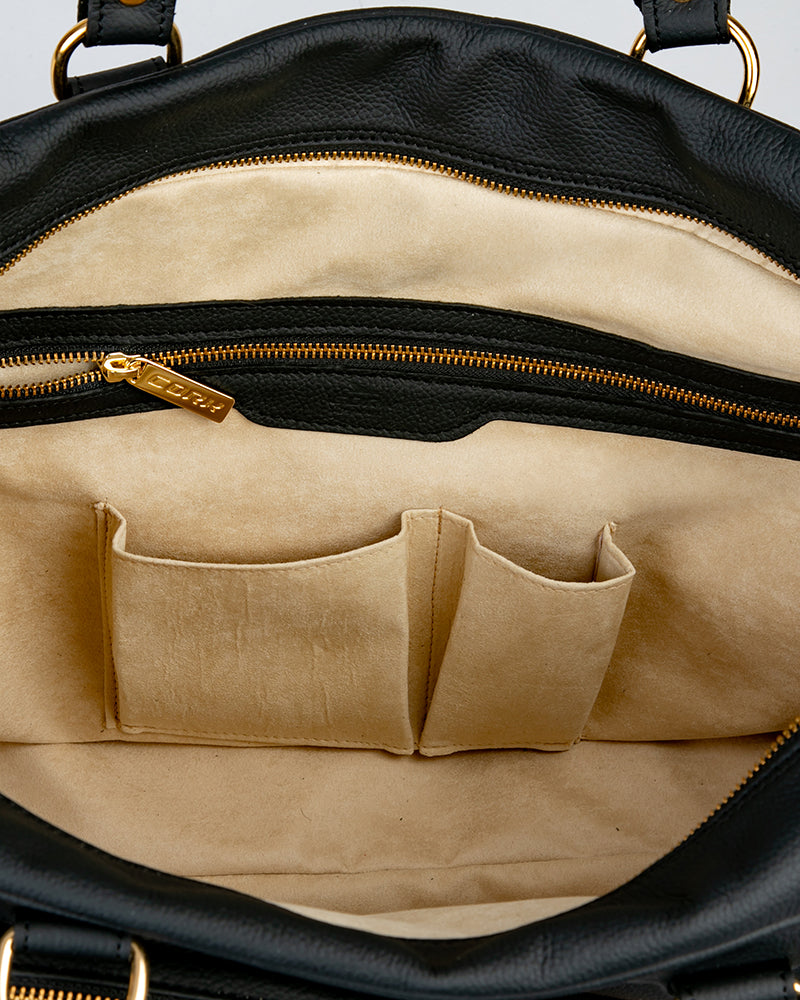 Vintage Leather Handbag Black/Gold - View 2