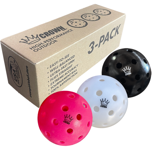 CROWN PICKLEBALL - High-Performance NEAPOLITAN OUTDOOR Pickleballs (3-PACK PINK, COCONUT, BLACKBERRY)