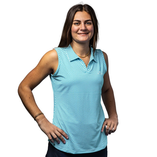 Women's Scales Pickleball Sleeveless Polo - Front View